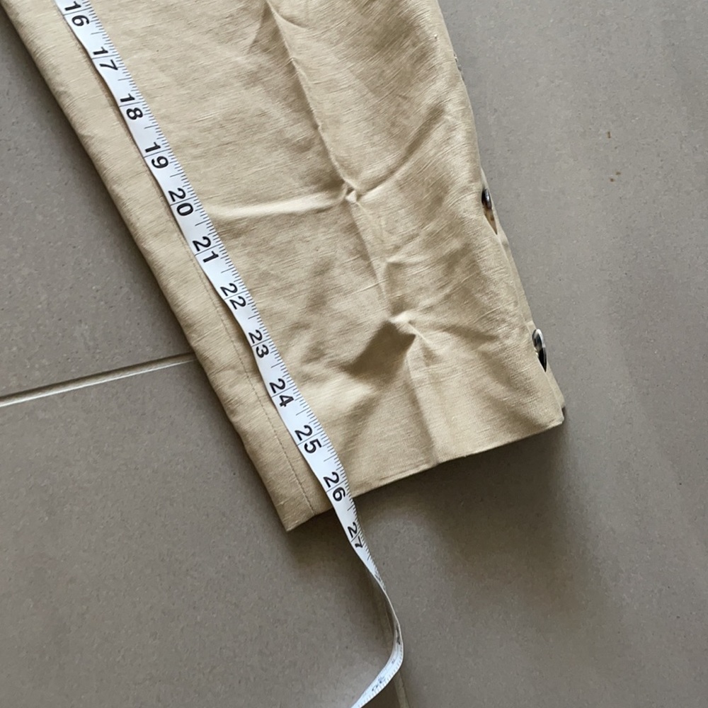 Lewit Button Side Crop Linen Blend Pants - image 7